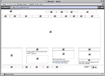 chrysler.com home page with images turned off - Nov. 19, 2003