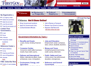 us government firstgov.gov home page circa Sep. 10, 2006