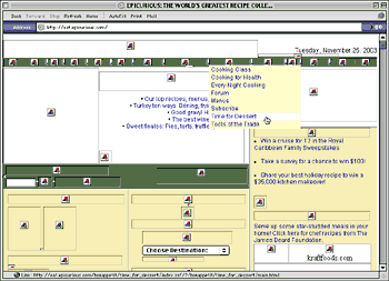 Epicurious.com home page with images turned off - Nov. 25, 2003