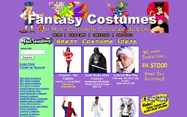 FantasyCostumes.com home page circa Oct. 9, 2005